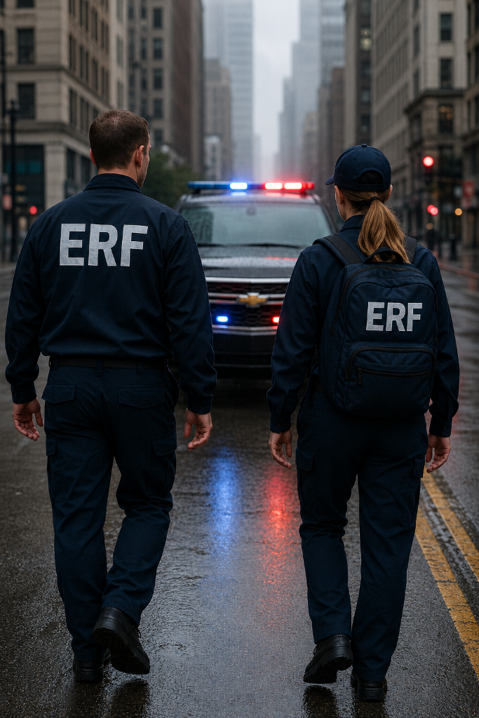 ERF team members walking toward emergency response operations