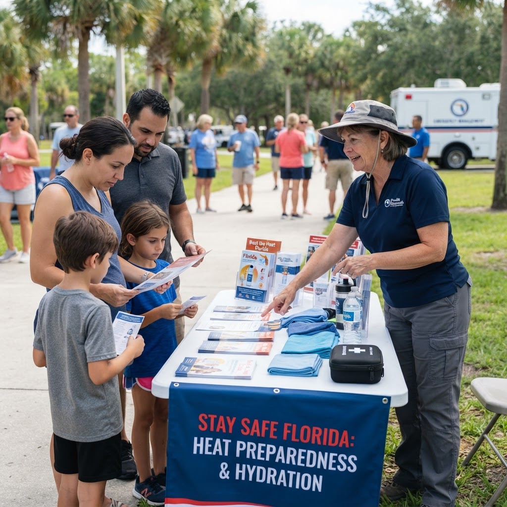 Illustration representing Sun, Humidity, and Safety: Mastering Florida Heat Preparedness