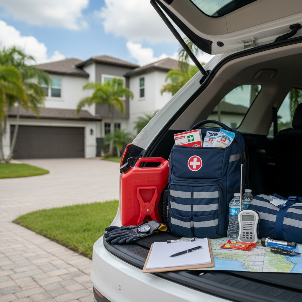 Illustration representing Vehicle Readiness for Evacuations: Your Emergency Toolkit