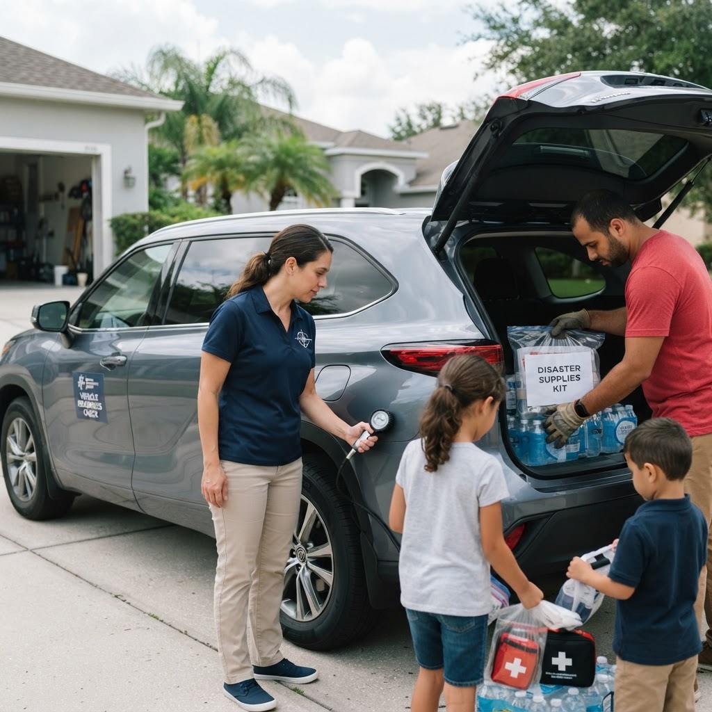 Illustration representing Road to Safety: Essential Vehicle Readiness for Florida Evacuations