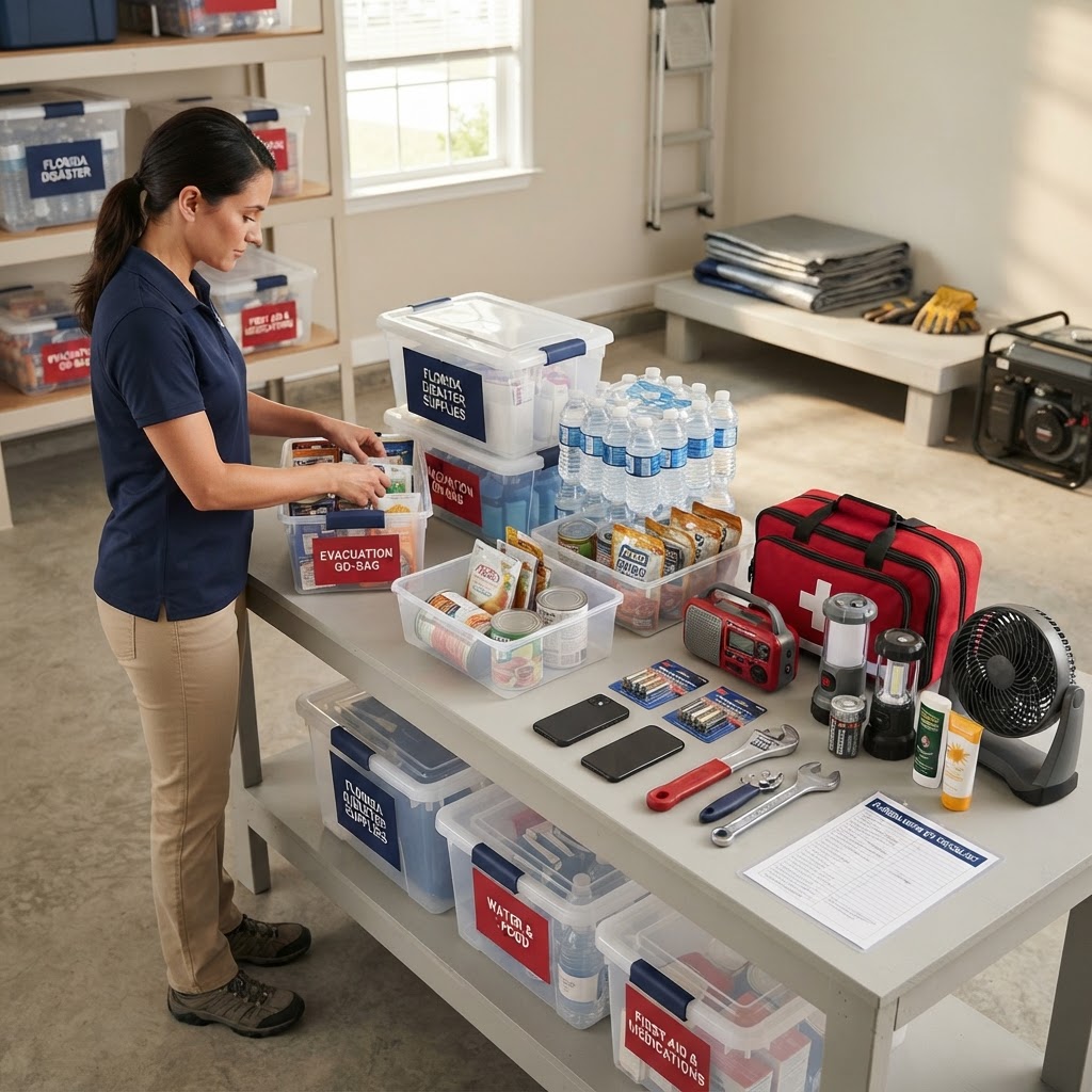 Illustration representing Beyond the Basics: Building a Resilient Home Emergency Kit for Florida Life