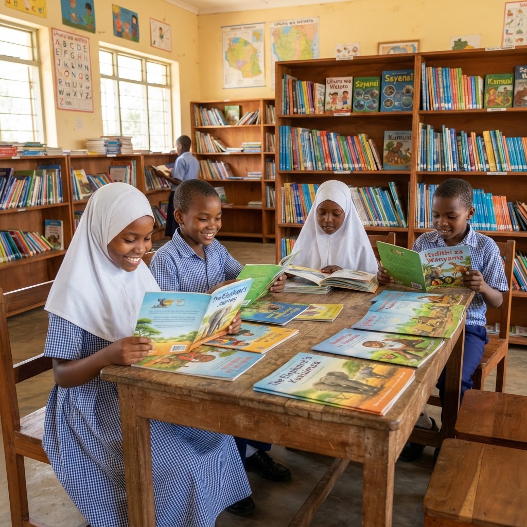 Reading in the school library