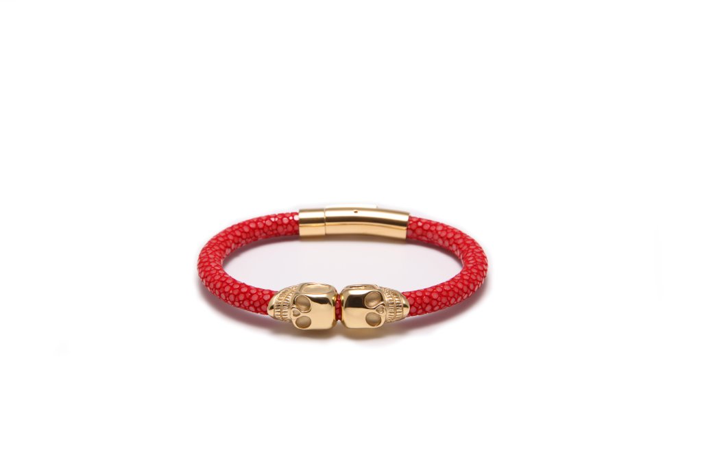 Stingray Skull Bracelet — Red & Gold
