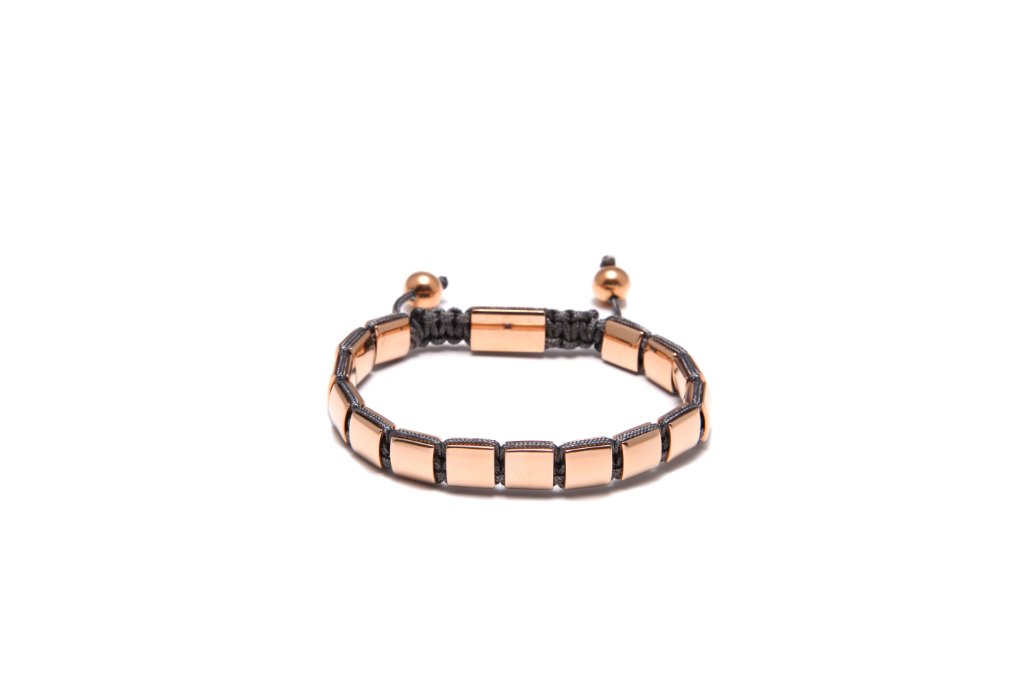 Square Bracelet — Rose Gold & Grey Cord