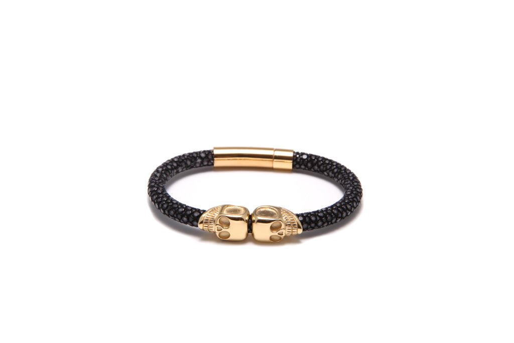 Stingray Skull Bracelet — Black & Gold
