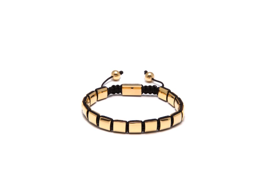 Square Bracelet — Gold & Black Cord