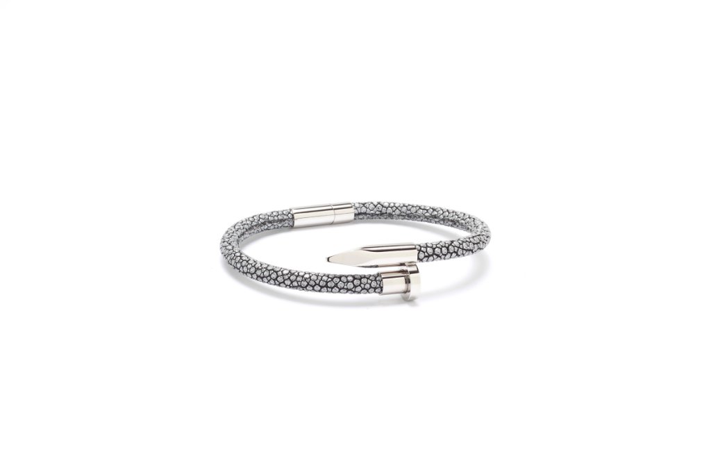Stingray Nail Bracelet — Emerald & Silver