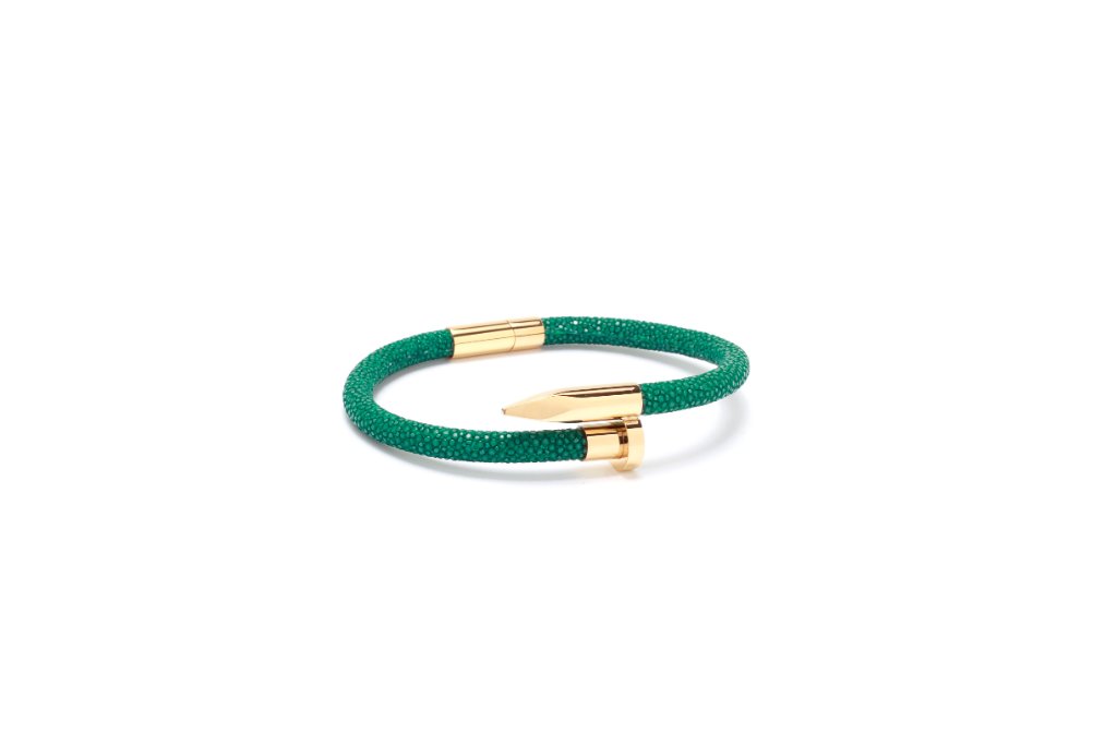 Stingray Nail Bracelet — Olive & Gunmetal