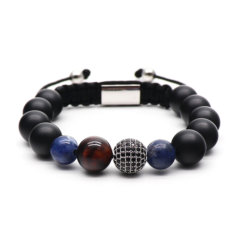 Black Onyx, Tiger Eye & Sodalite Stone Bracelet