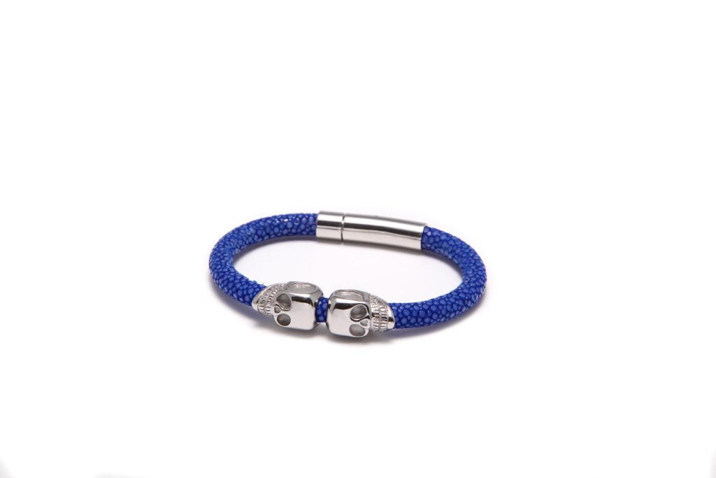 Stingray Skull Bracelet — Blue & Silver