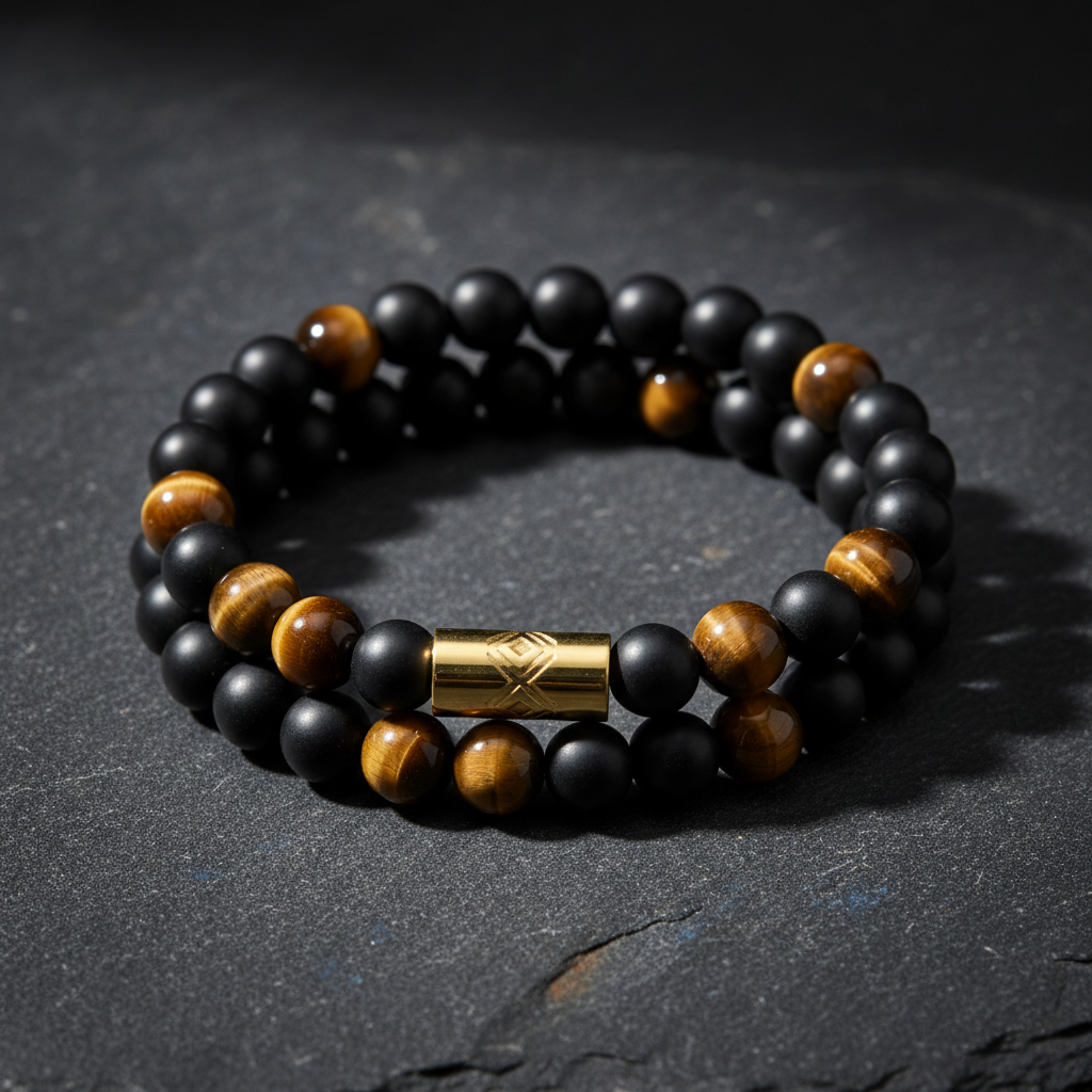 Black & Gold Stone Bracelet