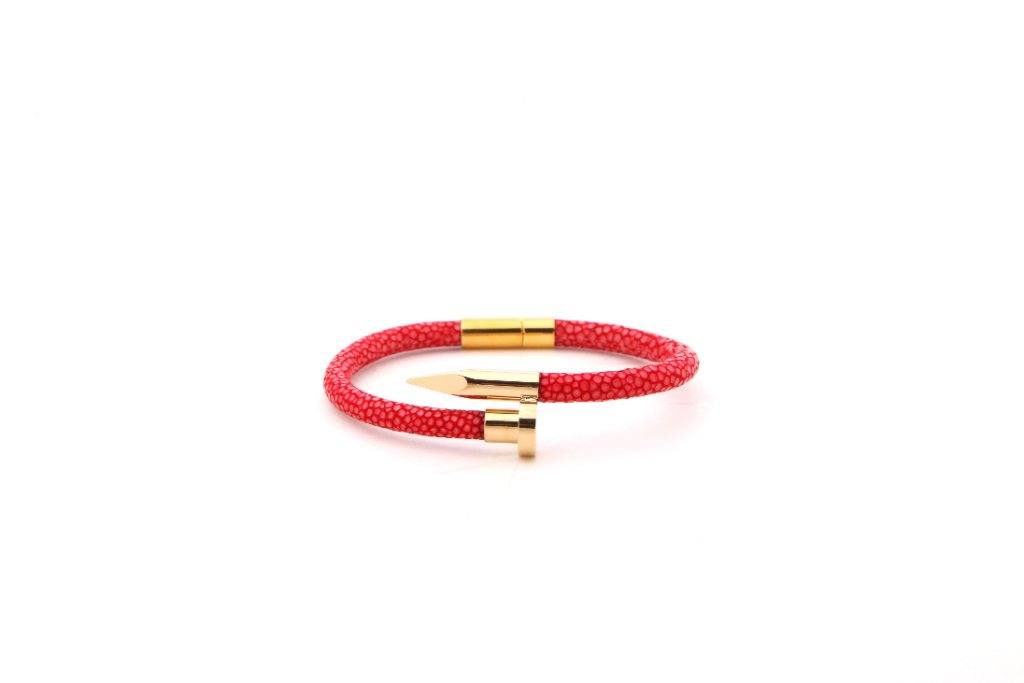 Stingray Nail Bracelet — Burgundy & Silver