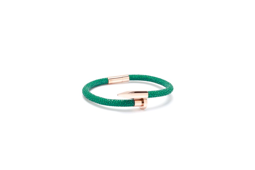 Stingray Nail Bracelet — Olive & Gold