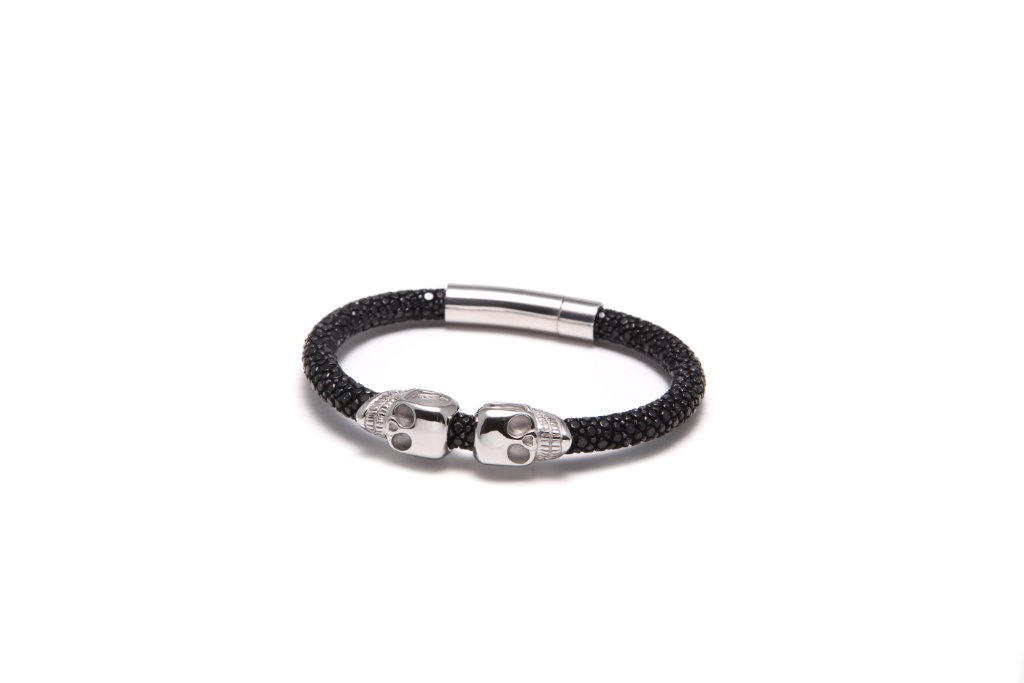 Stingray Skull Bracelet — Black & Silver