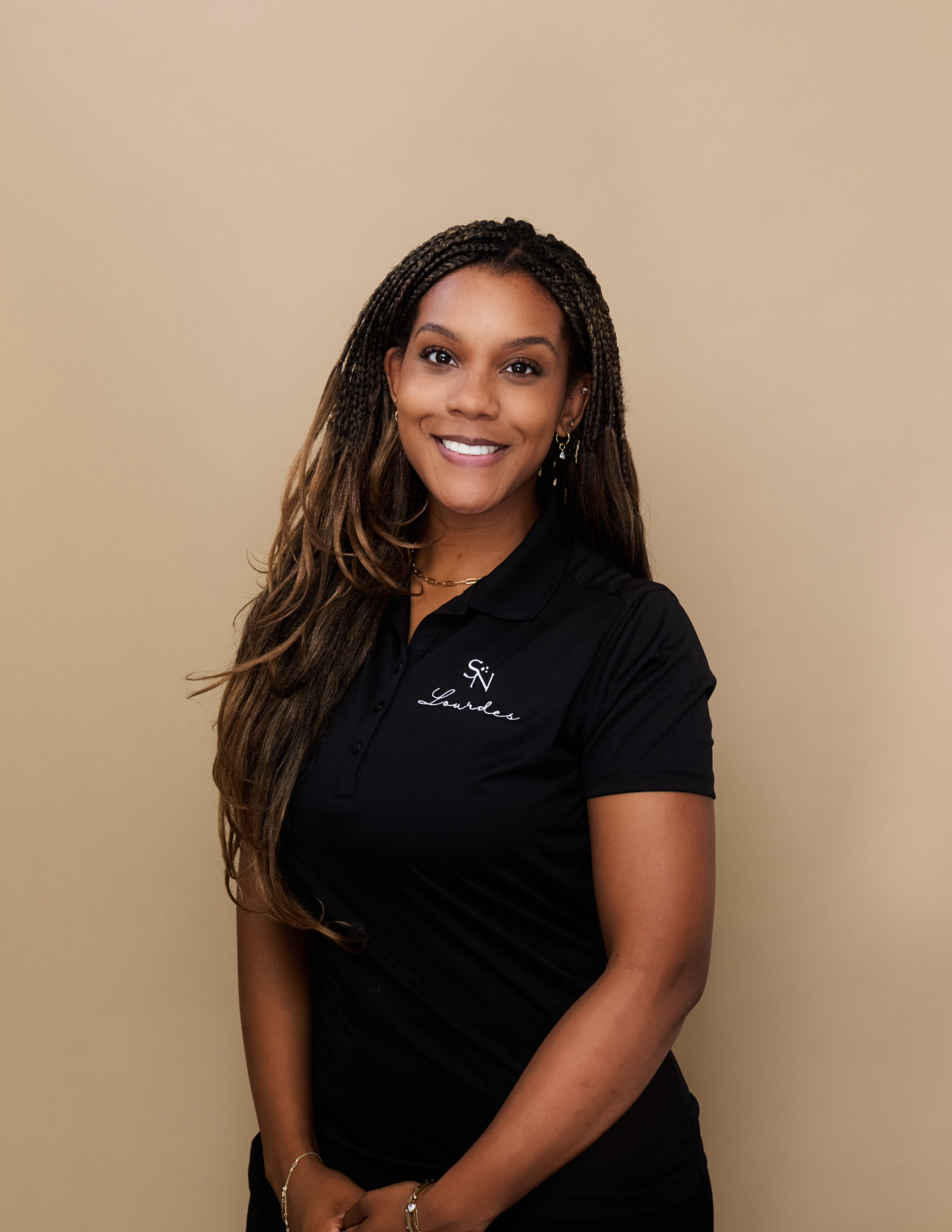 Lourdes in branded Sweet & Neat polo