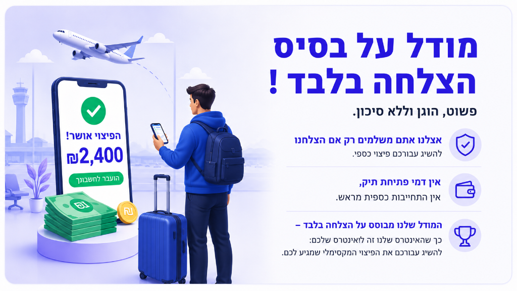 מודל על בסיס הצלחה בלבד – פיצוי אושר והועבר לחשבונך