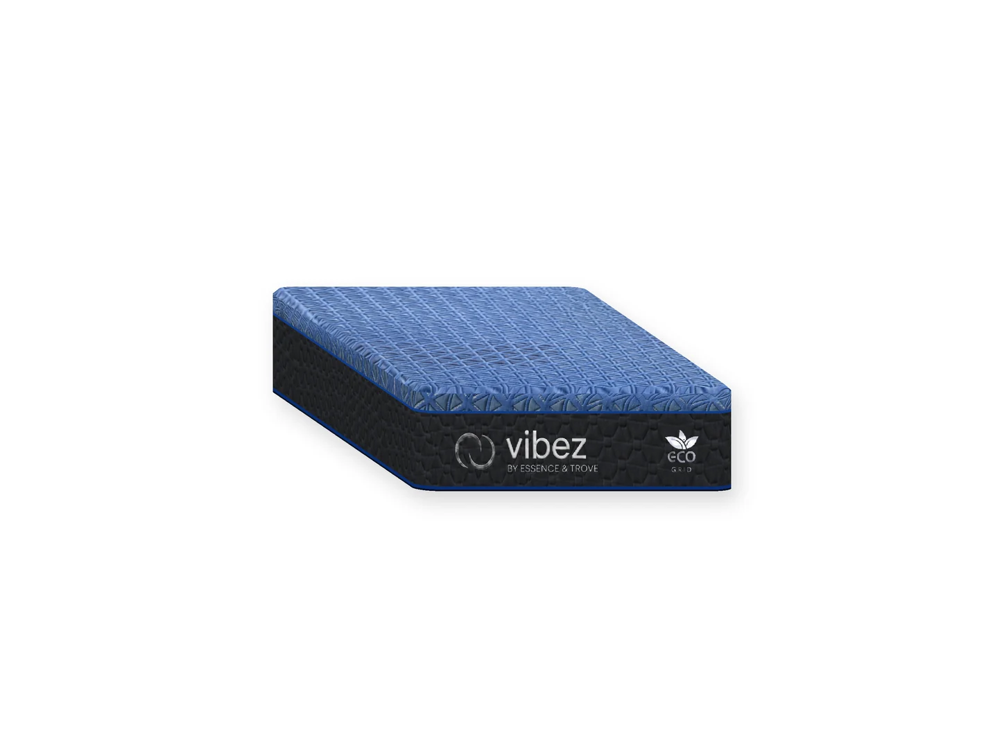Vibez Original Hybrid Twin XL, 38 by 80 by 11 inches, shown in a studio view with the Vibez and EcoGrid logos.