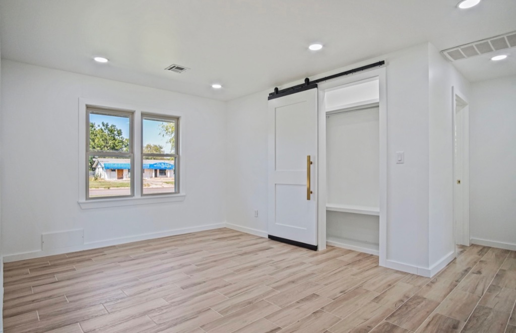 Living Room with Barn Door