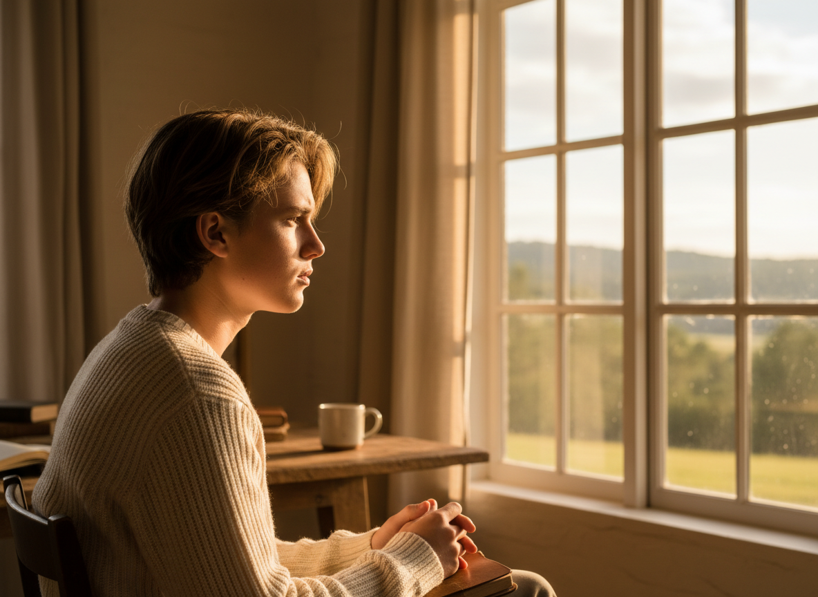A teenager in quiet contemplation, representing the journey toward clarity