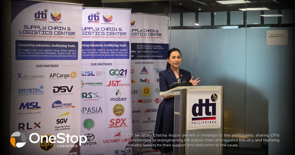 DTI Secretary Cristina Roque addresses event participants