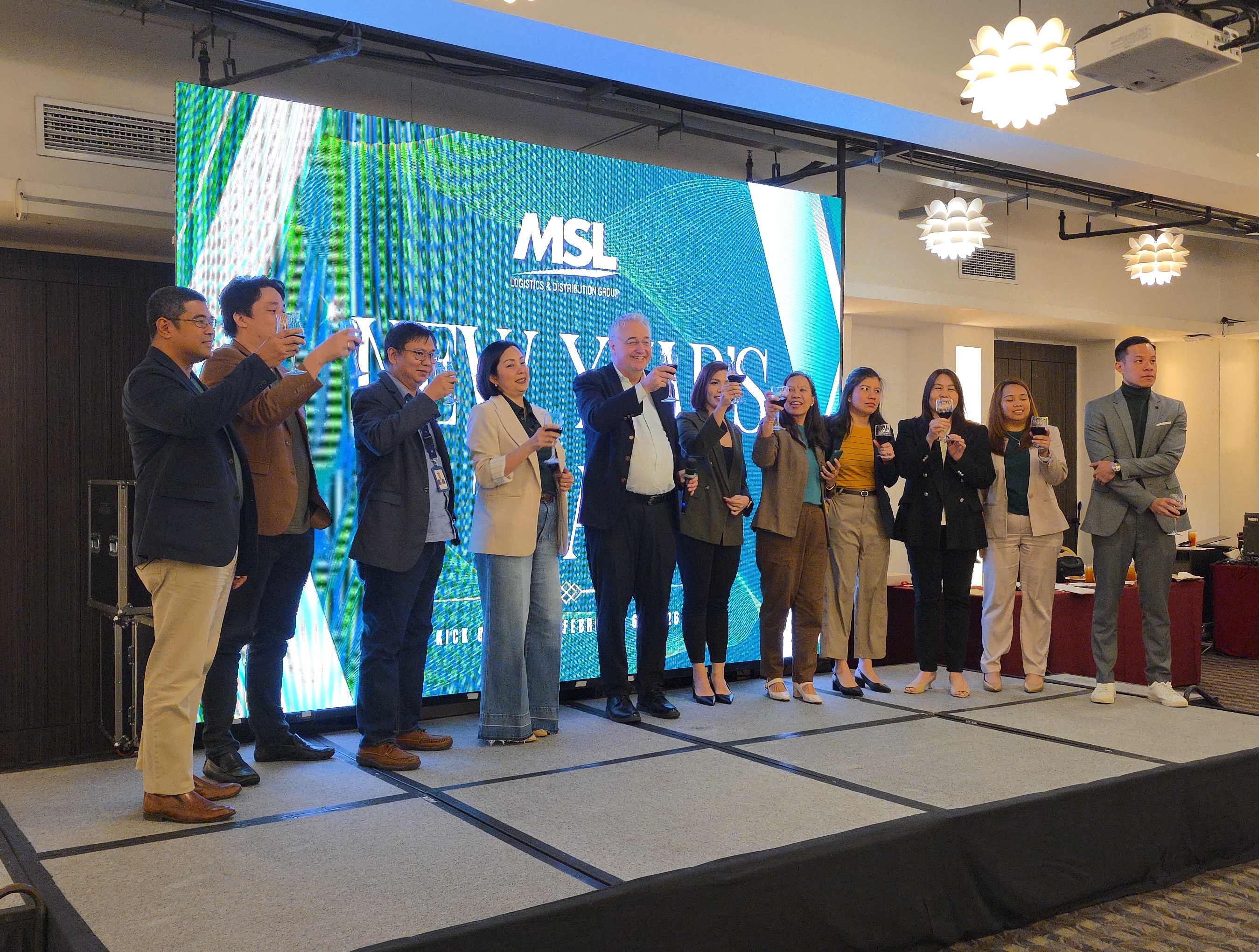 Leadership toast during the kickoff