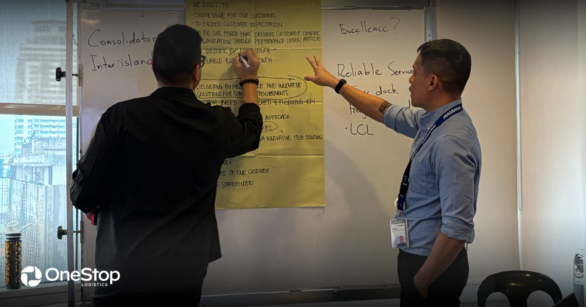 Facilitators map out OSL mission and vision statements on the whiteboard