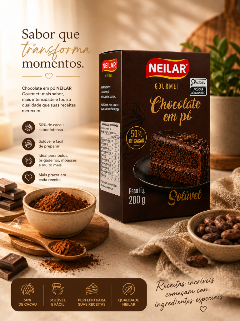 Chocolate em Pó 50% Cacau Neilar