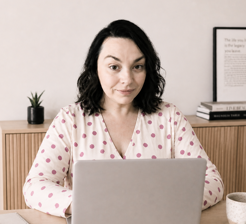 Custom AI app development for a small business shown as a clean modern application interface on a laptop