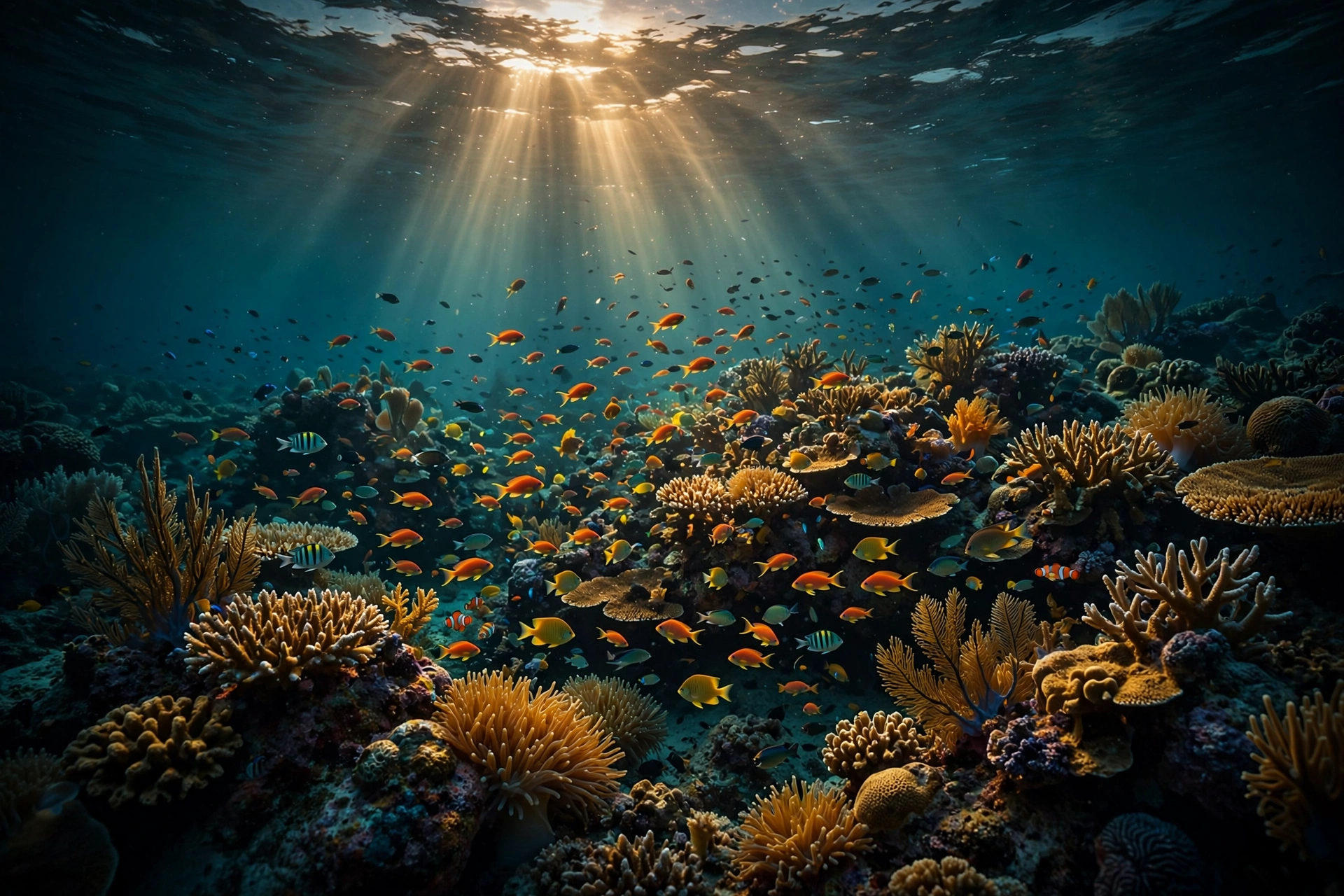 Sunlit coral reef