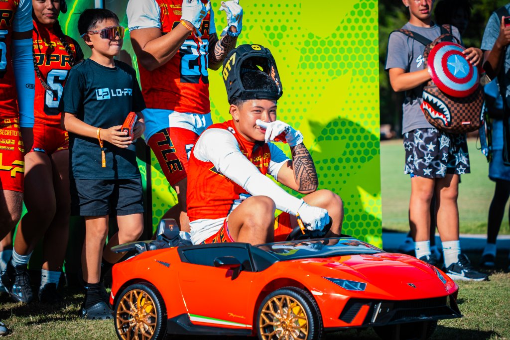 OT7 Nationals — Player rides a mini Lambo in celebration