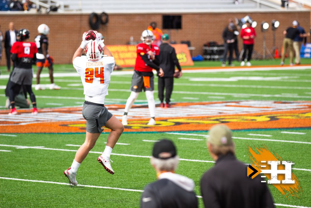 Senior Bowl — NDSU WR #1 runs after the catch smiling