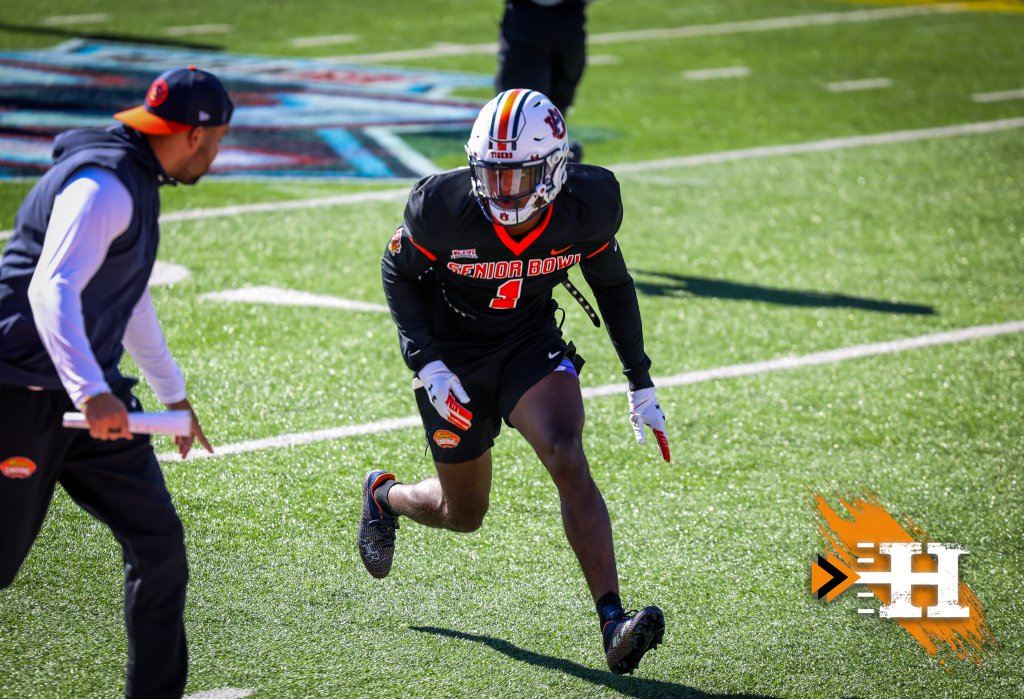 Senior Bowl — Auburn DB in practice drills