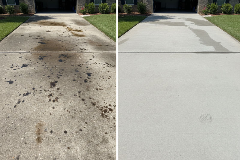 Before and after Commercial Concrete Cleaning