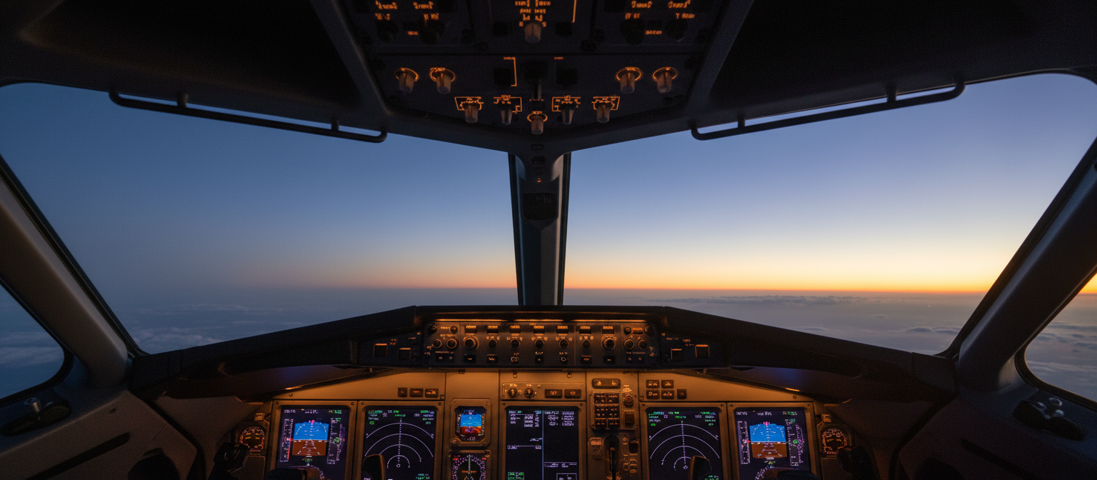 Cockpit view at FL400