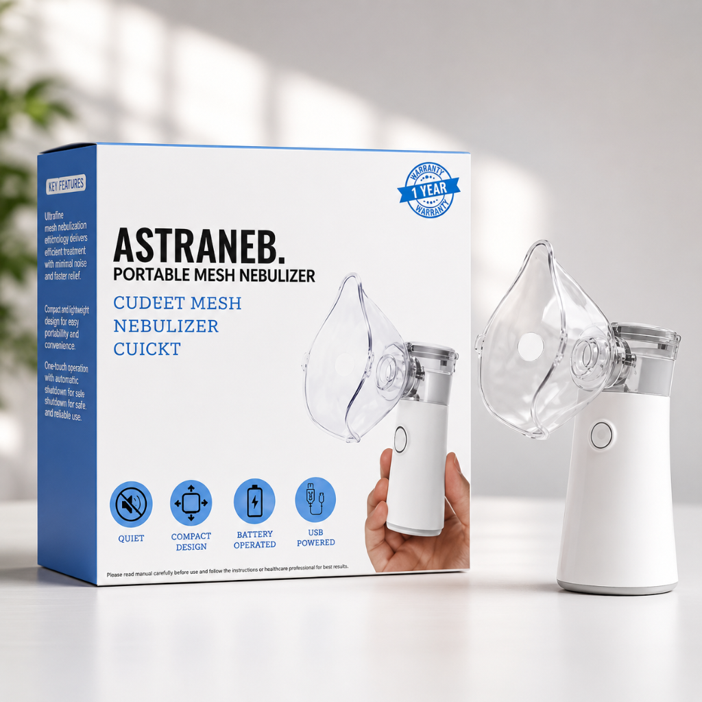 ASTRANEB Portable Mesh Nebulizer – Battery & USB Powered, Quiet, Compact – SK Pharmaceuticals Hyderabad