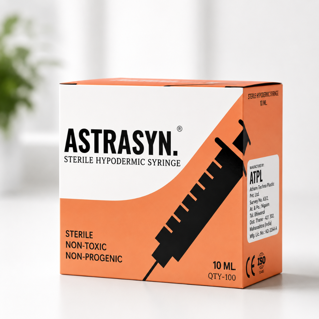 ASTRASYN 10ml Sterile Hypodermic Syringe – Non-toxic, Non-pyrogenic, QTY-100