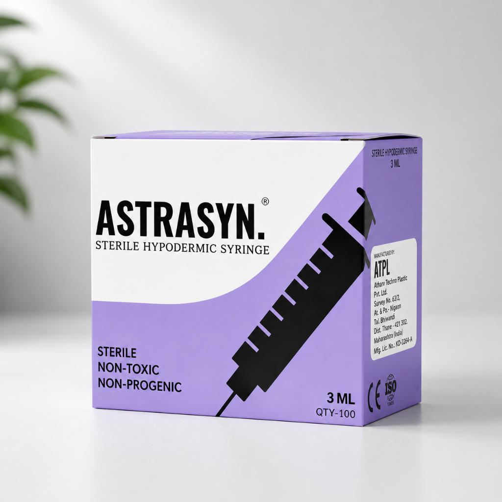 ASTRASYN 3ml Sterile Hypodermic Syringe – Non-toxic, Non-pyrogenic, QTY-100