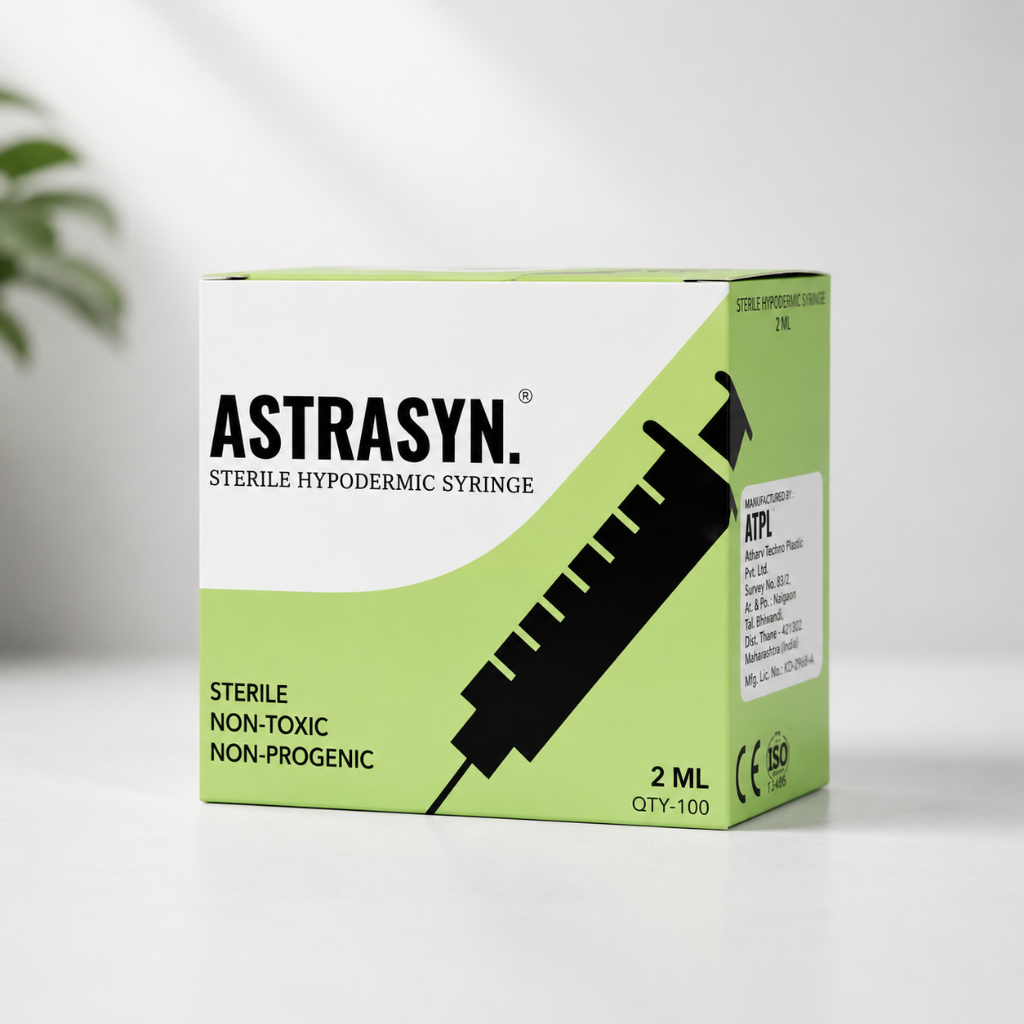 ASTRASYN 2ml Sterile Hypodermic Syringe – Non-toxic, Non-pyrogenic, QTY-100
