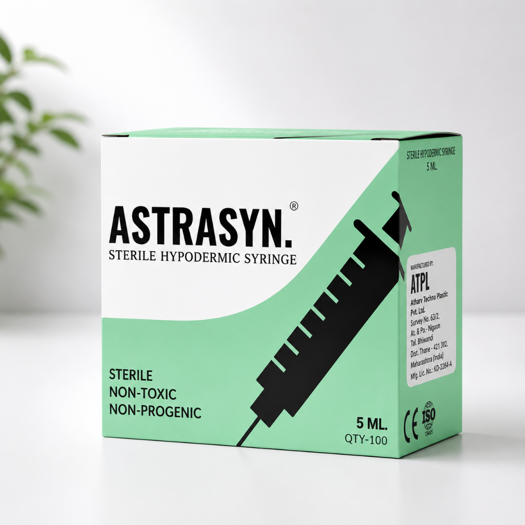ASTRASYN 5ml Sterile Hypodermic Syringe – Non-toxic, Non-pyrogenic, QTY-100