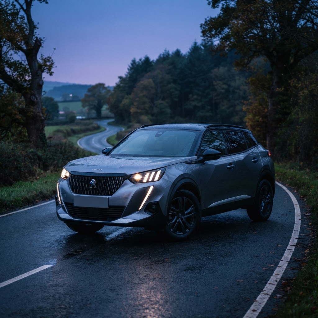 New Peugeot 2008 dual-control driving instructor car on the road