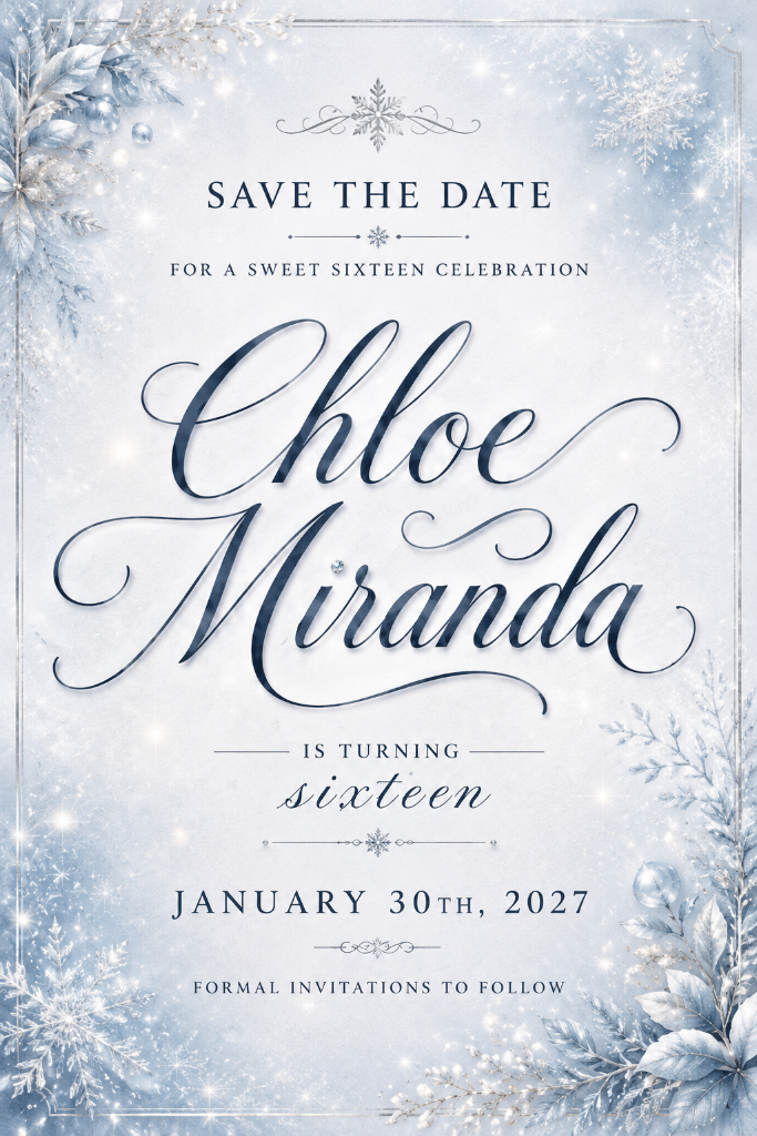 Chloe Miranda Sweet 16 Save the Date
