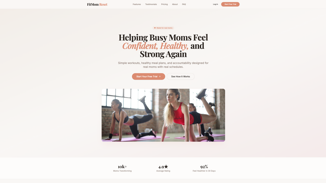 FitMom Reset template preview