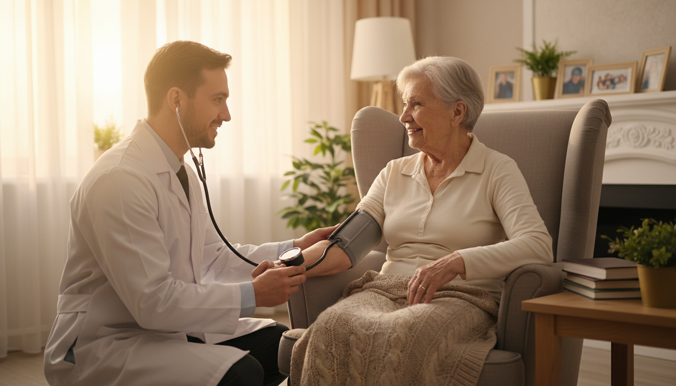 Frontier Clinic physician checking blood pressure during a direct primary care visit in Orangeburg SC