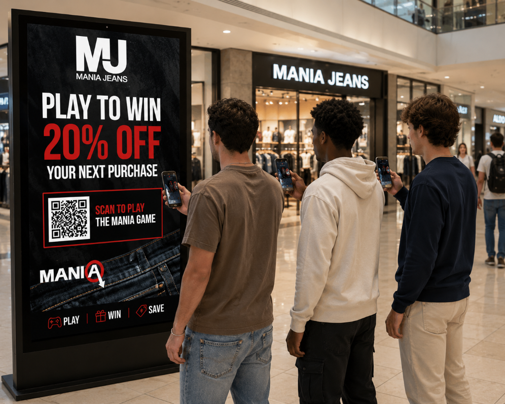 Mania Janes mall digital screen QR code activation