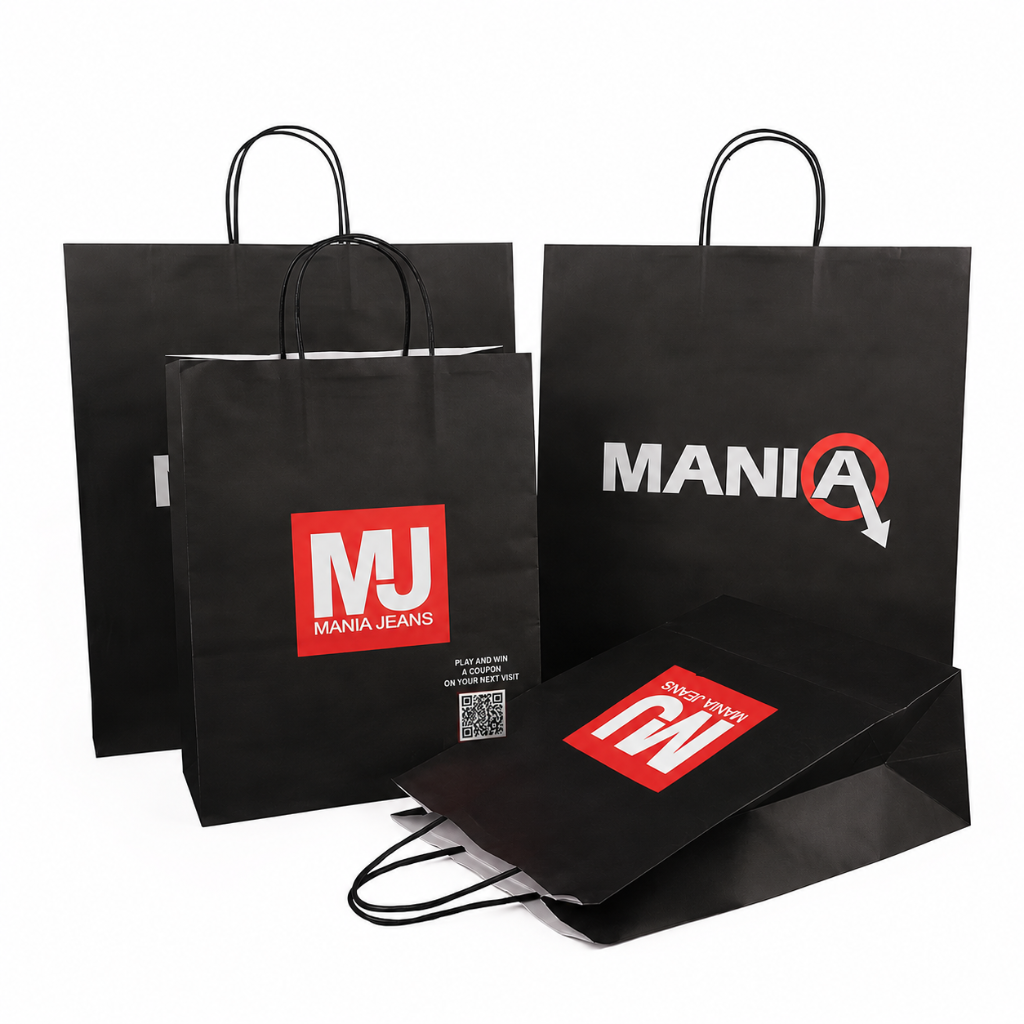 Mania Janes shopping bag with QR code