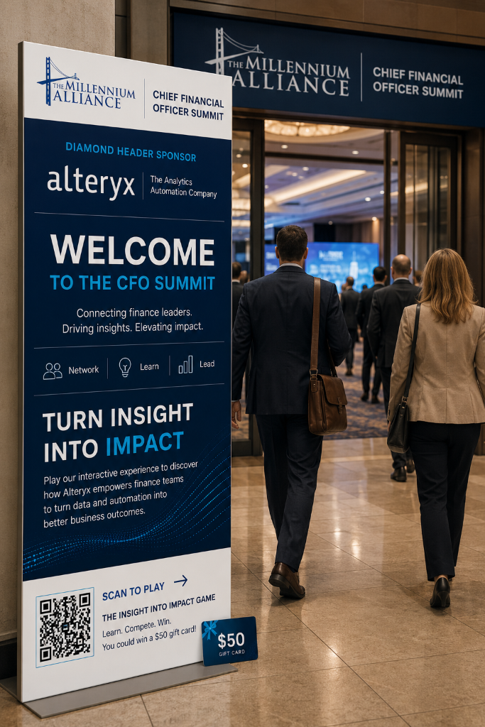 Event entrance signage with Alteryx branding