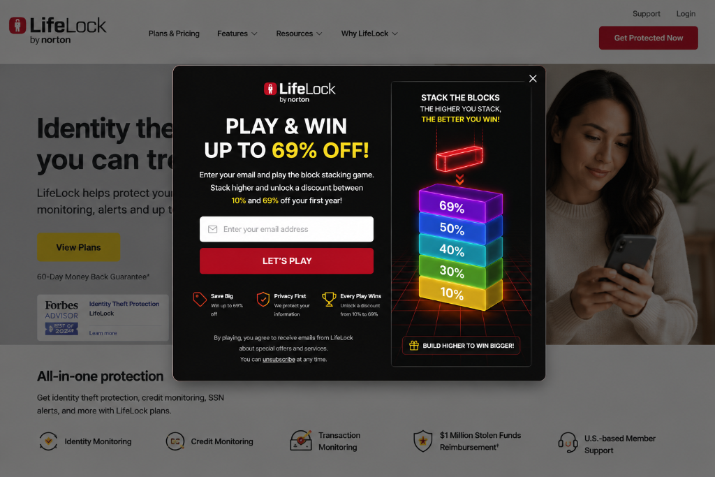 Discount unlock pop-up Wiply placement example