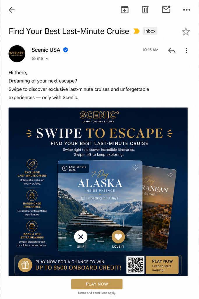Scenic USA email game campaign mockup