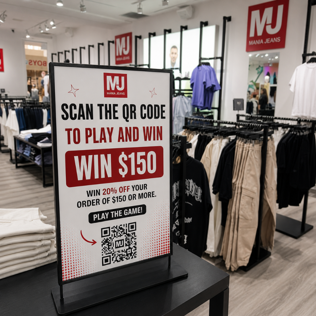 Mania Janes in-store QR code activation display