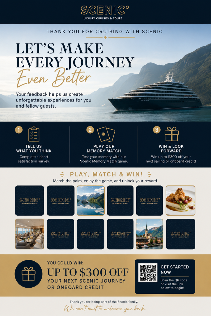Scenic next cruise booking game campaign mockup